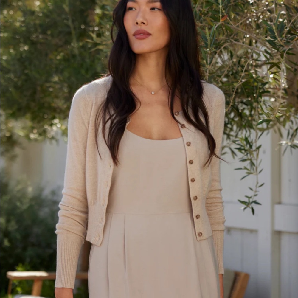 Jenni Kayne Cashmere Finley Cardigan in Oatmeal, size medium